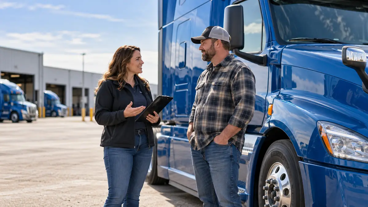 Recruiter and driver discussing an opportunity
